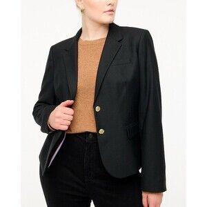 J Crew Factory Original Schoolboy Blazer Black SZ 22 Gold Buttons Academia Lined